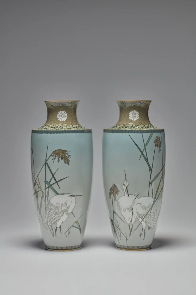 A pair of cloisonné enamel imperial presentation vases, Namikawa Sōsuke (Christie's lot 54, view 1)