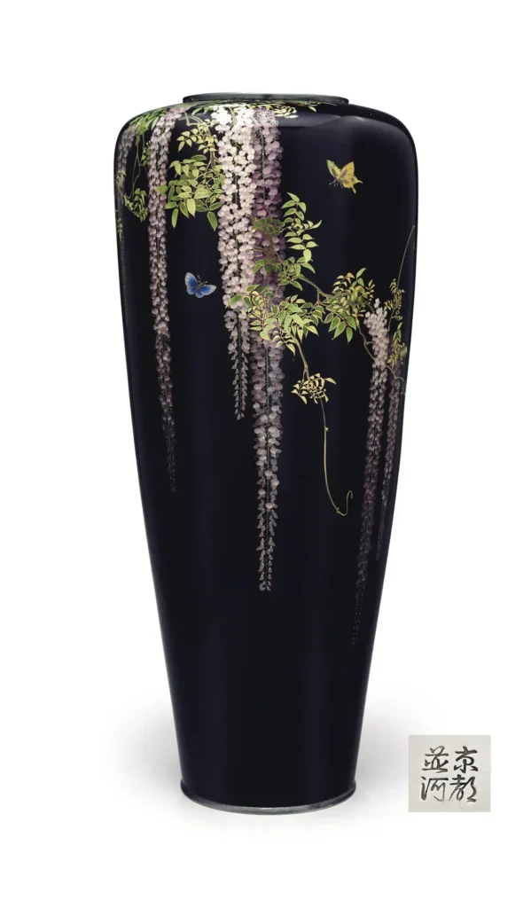 A cloisonné enamel hexagonal vase, Namikawa Yasuyuki (Christie's lot 687, view 1)