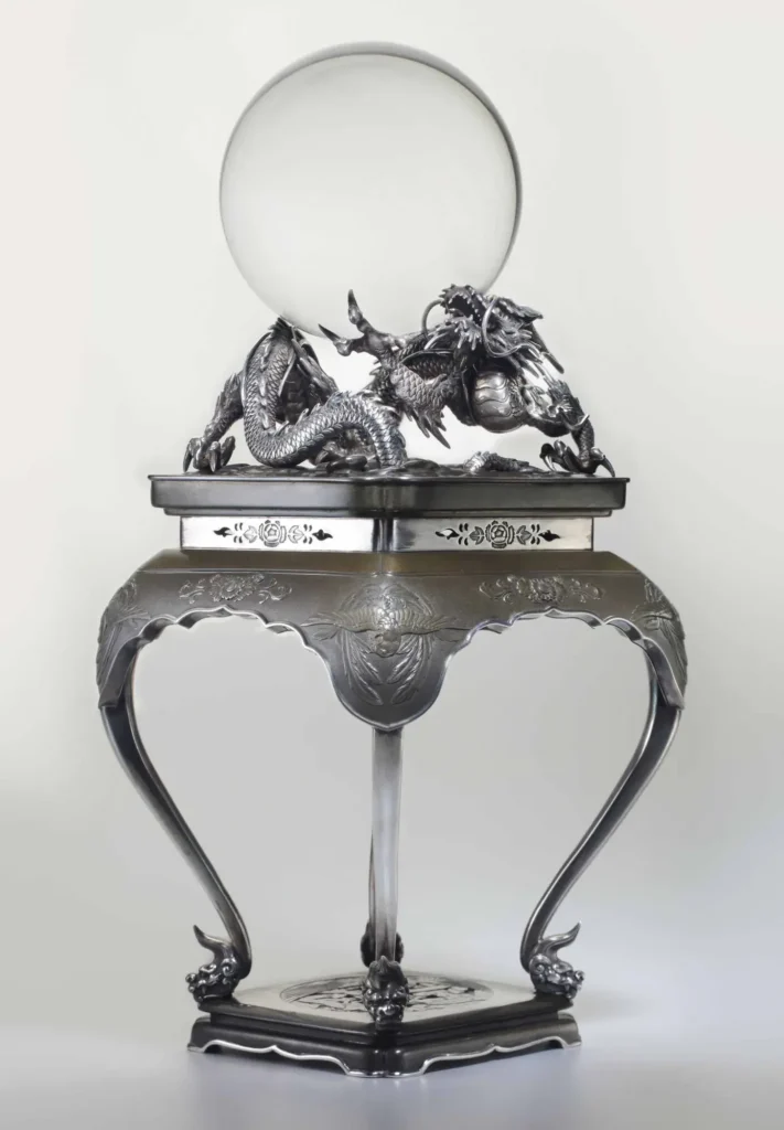 A crystal sphere on a silver and shibuichi stand, Unattributed (Christie's lot 61, view 1)