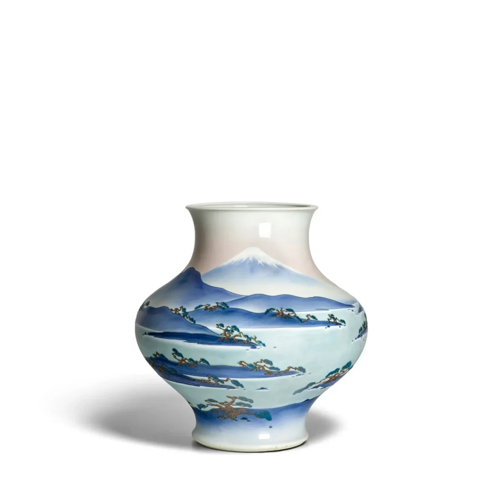 A Large and Impressive Porcelain Vase with Mount Fuji, Makuzu (Miyagawa) Kōzan (Bonhams lot 1077, view 1)